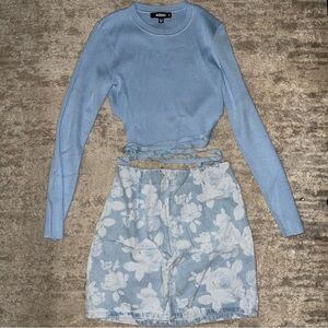 Misguided Tie-Back Ribbed Crop Top